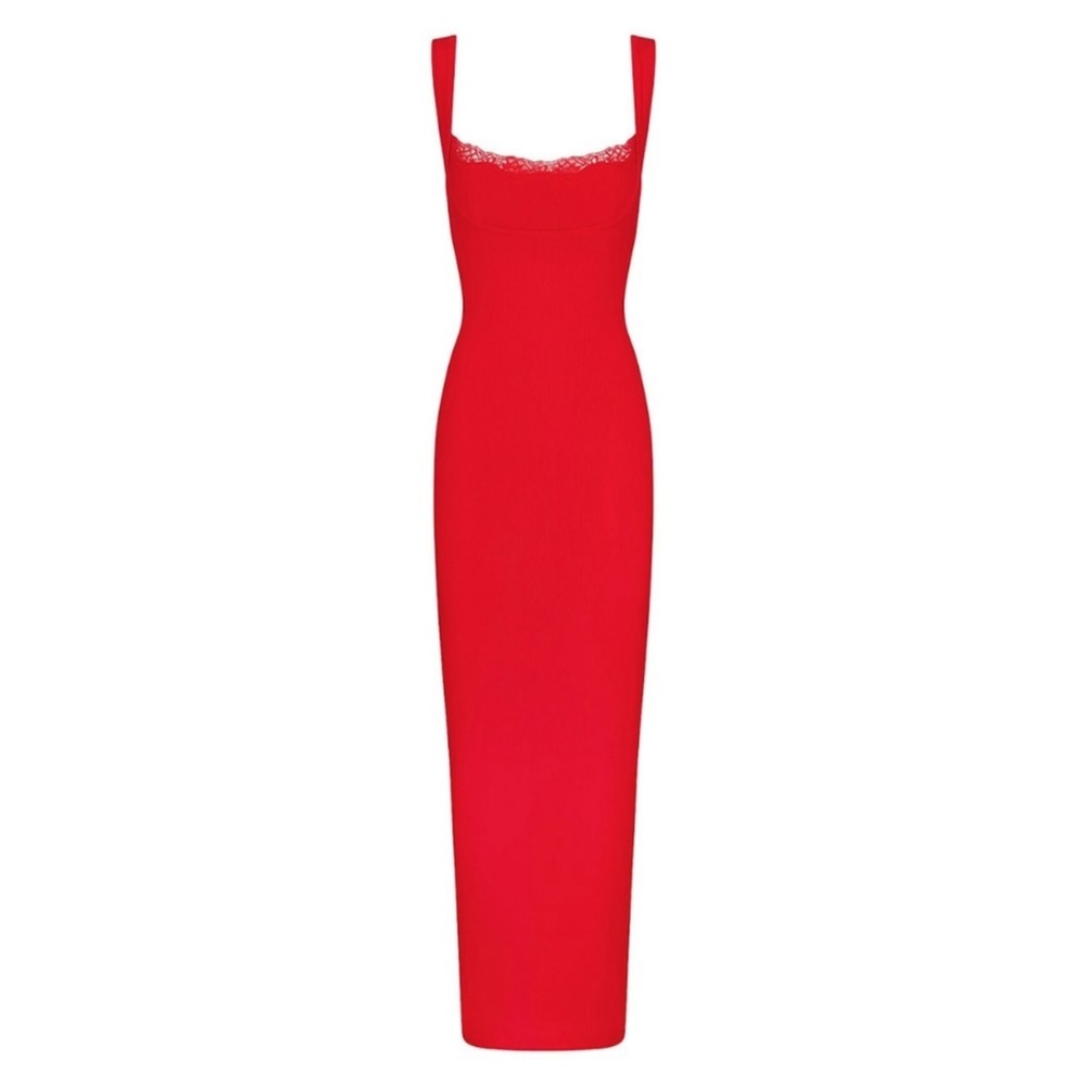 SKIMS Soft Lounge Lace Long Dress With Bralette | Cherry | Size L - Picture 4 of 10
